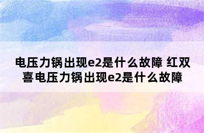 电压力锅出现e2是什么故障 红双喜电压力锅出现e2是什么故障